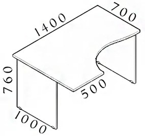 Visio ergonomikus asztal 140 x 100 cm, bal, cseresznye