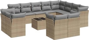 vidaXL 13 részes bézs polyrattan kerti ülőgarnitúra párnákkal