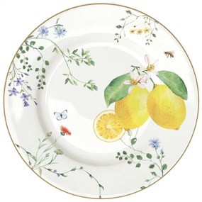 Porcelán desszertes tányér - 19cm - Fleurs et Citrons