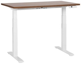 Sötétbarna és fehér elektromosan állítható íróasztal 120 x 72 cm DESTINES Beliani