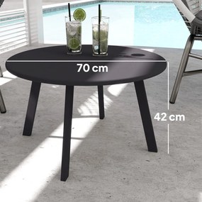 Kerek kerti asztal, acél, fekete Ø70 cm