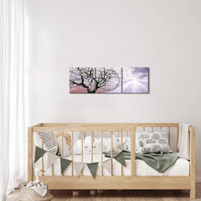 Piros fa kép (órával) (90x30 cm)