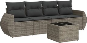 vidaXL 5 részes szürke polyrattan kerti ülőgarnitúra párnákkal