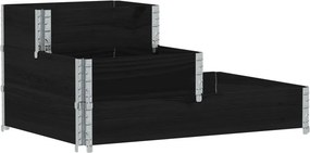 vidaXL 3 szintes fekete tömör fenyőfa magaságyás 120 x 80 cm