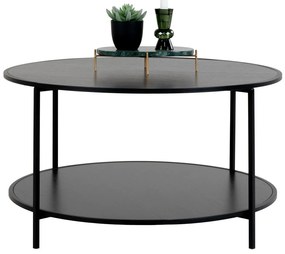 Vita dohányzóasztal fekete, fekete kerettel, Ø80x45 cm