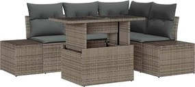 vidaXL Kerti Kanapé Szett párnával 5 pcs Szürke polirattan