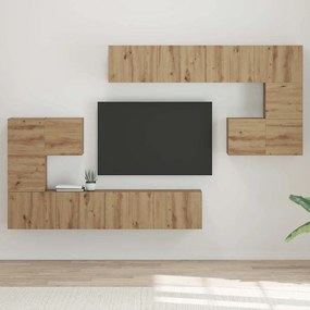 TV szekrény garnitúra Falra szerelhető 8 pcs kézműves tölgy