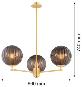 Argon 6310 - Csillár rúdon PALOMA 3xE14/7W/230V arany/fekete