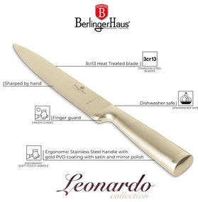 Berlinger Haus rozsdamentes acél arany színű szeletelő kés 20 cm Leonardo Collection