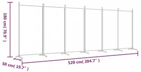 6 paneles antracitszürke szövet térelválasztó 520x180 cm