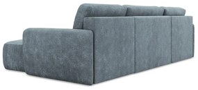 Szürkéskék zsenília kinyitható-tárolóhelyes sarokkanapé (U alakú) Lilo – Makamii
