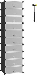 Cipőtároló doboz 10 db moduláris tárolódoboz, fekete 43x31x173cm