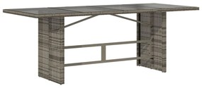 szürke polyrattan üveglapos kerti asztal 190 x 80 x 75 cm