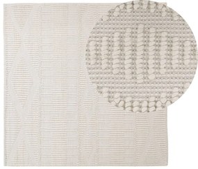 Világosbézs gyapjúszőnyeg 200 x 200 cm LAPSEKI Beliani
