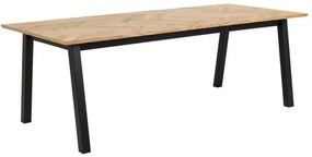 Asztal Oakland 388Fekete, Tölgy, 75x95x220cm, Laminált forgácslap, Természetes fa furnér, Közepes sűrűségű farostlemez