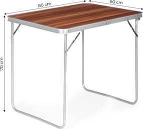 Kerti asztal, MultiGarden GMFC-FY8060, barna, 80 x 60 cm, összecsukható, magasság: 70 cm, bőrönddé hajtható, hordfogantyúval, teherbírás: 30 kg