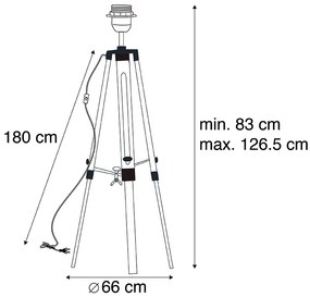 Állólámpa fekete árnyékoló nélkül - Tripod