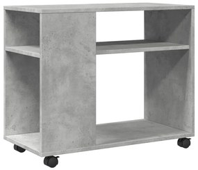 betonszürke szerelt fa kisasztal kerekekkel 70 x 35 x 60 cm