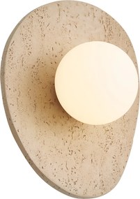 Japandi fali lámpa, organikus, természetes kőből, opálüveggel - Josie