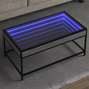 Szürke sonoma végtelen hatású LED-es dohányzóasztal 90x50x41 cm