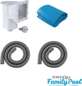 Pontaqua Family Pool ovális 6,1x3,6x1,2 fehér, 0,4mm PVC fólia, 2 gégecső, szkimmerrel, befúvóval