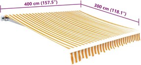 Sárga-fehér vászon napellenző tető 4 x 3 m (a váz nem tartozék)