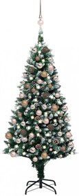 Műkarácsonyfa LED-ekkel, gömbszettel és tobozokkal 150 cm