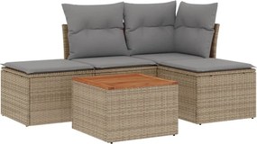 vidaXL 5 részes bézs polyrattan kerti ülőgarnitúra párnákkal