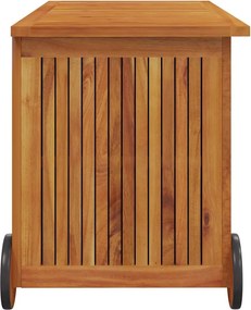 Tömör Akácfa Kerti Tárolóláda Kerekekkel 90 X 50 X 58 Cm