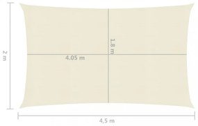 krémszínű HDPE napvitorla 160 g/m² 2 x 4,5 m