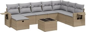 vidaXL 9 részes vegyes bézs polyrattan kerti ülőgarnitúra párnákkal