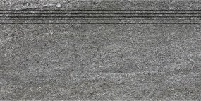 Lépcső Rako Quarzit sötétszürke 30x60 cm matt DCVSE738.1