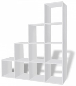 Fehér lépcsős könyvespolc/vitrines polc 142 cm