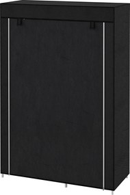 HOMCOM Ruhásszekrény Textil Szekrény 6 Polccal, Ruhatartó Rúddal, Cipzáros Összecsukható Szekrény Öltözőbe, Hálószobába, 103 x 43 x 162,5 cm, Fekete |