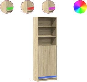 vidaXL sonoma tölgy szerelt fa magasszekrény LED-ekkel 69x32,5x200 cm