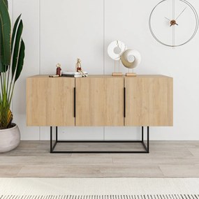 Natúr színű alacsony komód tölgyfa dekorral 150x80 cm Titan – Marckeric