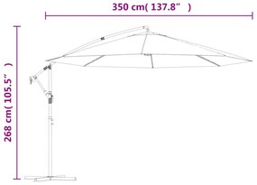 fekete konzolos napernyő alumíniumrúddal 350 cm