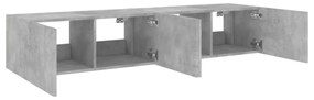 2 db betonszürke fali TV-szekrény LED-del 80x35x31 cm