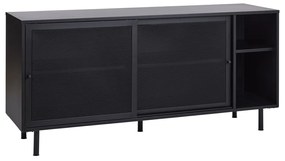Fekete fém komód tolóajtóval 160x75x46 cm Veep – Unique Furniture