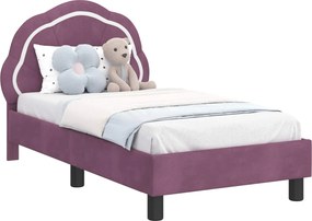 vidaXL Gyerekágy keret fejtámlával Lila 70 x 140 cm Bársony