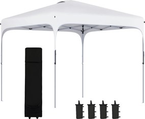 Outsunny Pop-Up Összecsukható Sátor 2.5x2.5x2.68 m Kerti Napernyő UV 50+ Állítható Magassággal 4 Homokzsákkal és Hordtáskával Kempingezéshez, Bulikhoz