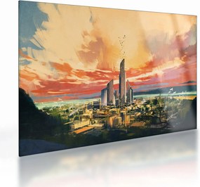 Üveg kép - Festett város (70x50 cm)