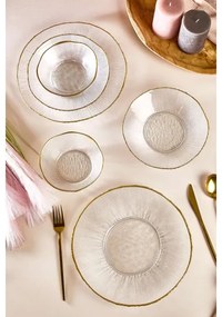 18 darabos étkészlet átlátszó/arany/üveg