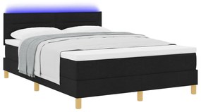 Ágykeret Mattress-szel és LED Fénnyel Fekete 160x200 cm Szövet