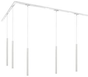 Modern sínrendszer 5 függőlámpával fehér 1 fázisú - Iconic Frini