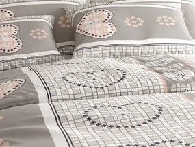 Krepp ágynemű HEART RETRO POLY szürke Ágyneműhuzat mérete: 70 x 90 cm | 140 x 200 cm