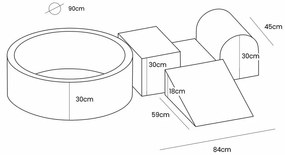 Krémszínű bársony habszivacs játszótér 3 db-os magasság 30 cm 225x90 cm Montessori – Meowbaby