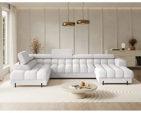 Krémszínű buklé kinyitható sarokkanapé (bal oldali-U alakú) Feraria – ELTAP