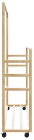 bambusz ruhaállvány polcokkal és kerekekkel 90x35x155 cm