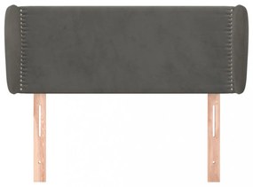 sötétszürke bársony fejtámla szárnyakkal 103x23x78/88 cm